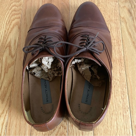 stacy adams men's dress shoes brown Stacy Adams Kallum Mens Cognac Brown Lace-up Oxford Leather Dress Shoe   The Suit Depot